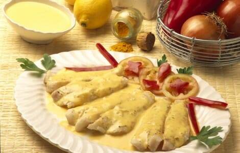 Filetes de lenguado con salsa de curry