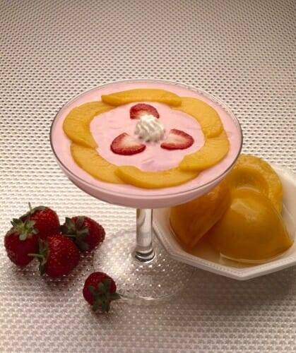 Puré de fresas con melocotón