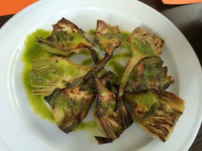 Alcachofas a la plancha con aceite de perejil Alcachofas a la plancha con aceite de perejil
