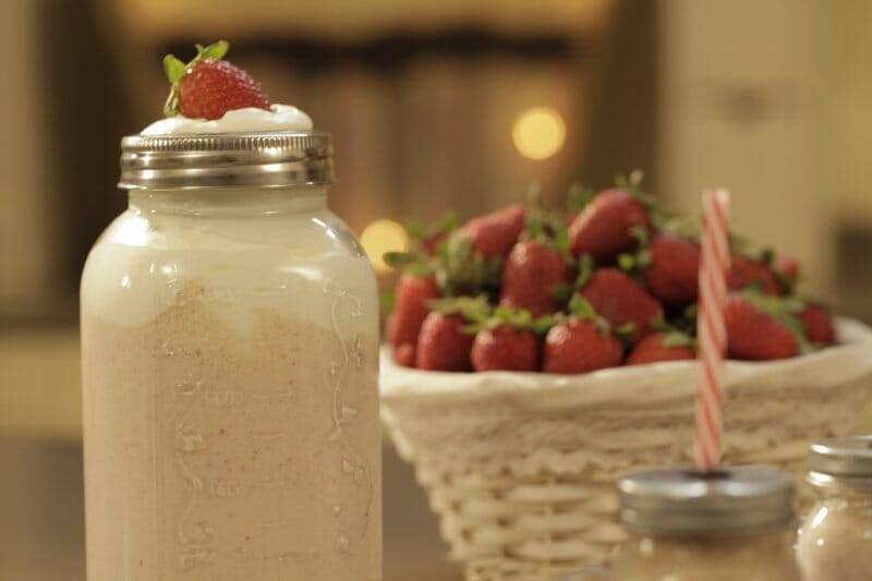 Batido de tarta de queso y fresas Batido de tarta de queso y fresas