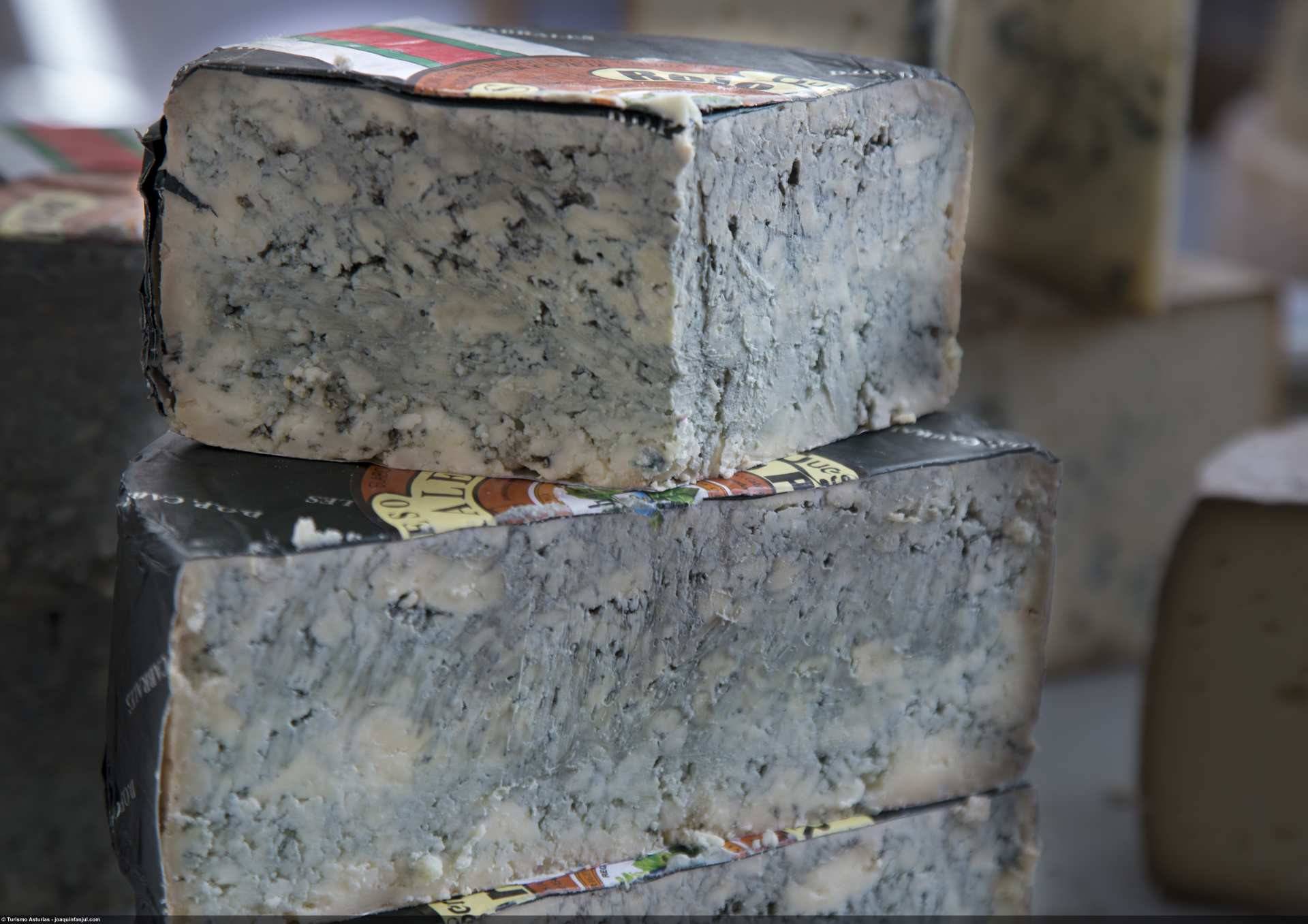 El queso Cabrales DOP, con su inconfundible color, aroma y sabor. Foto: ©Joaquín Fanjul. Turismo de Asturias 