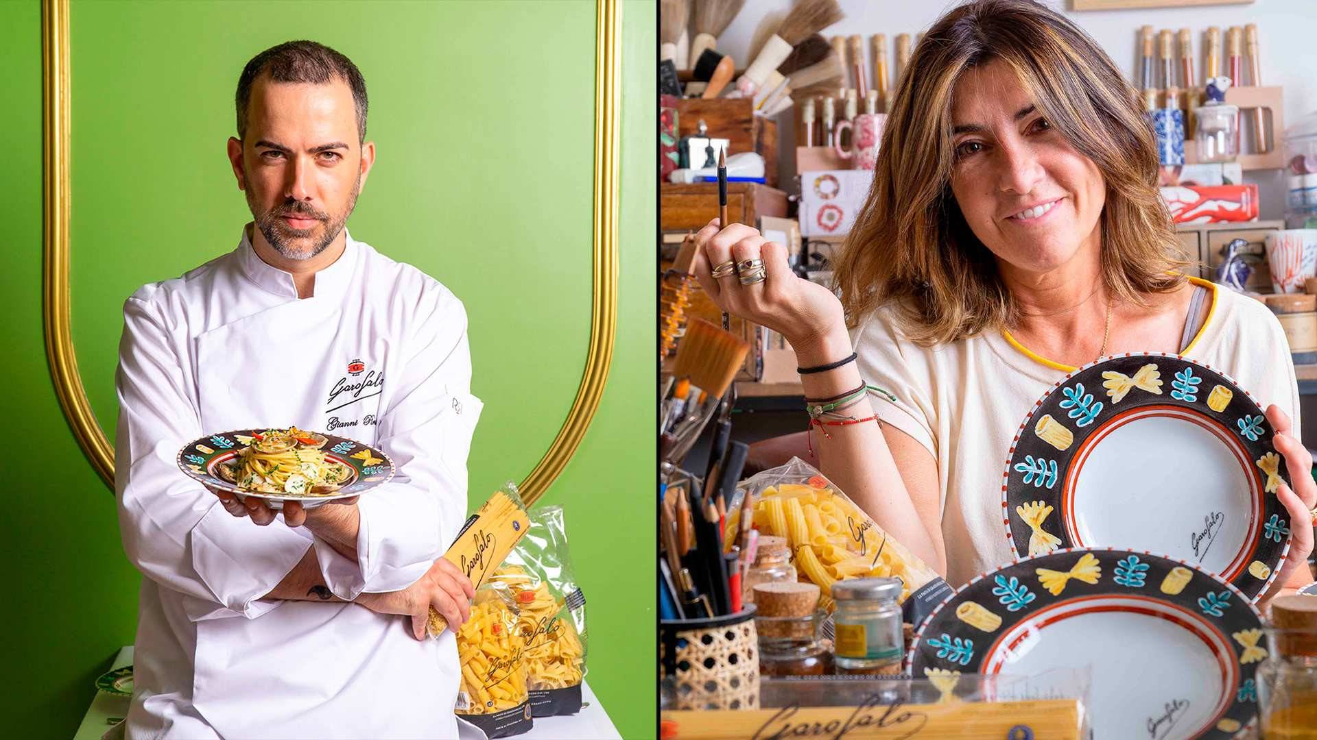 Gianni Pinto, chef, y la artista Andrea Zarraluqui.