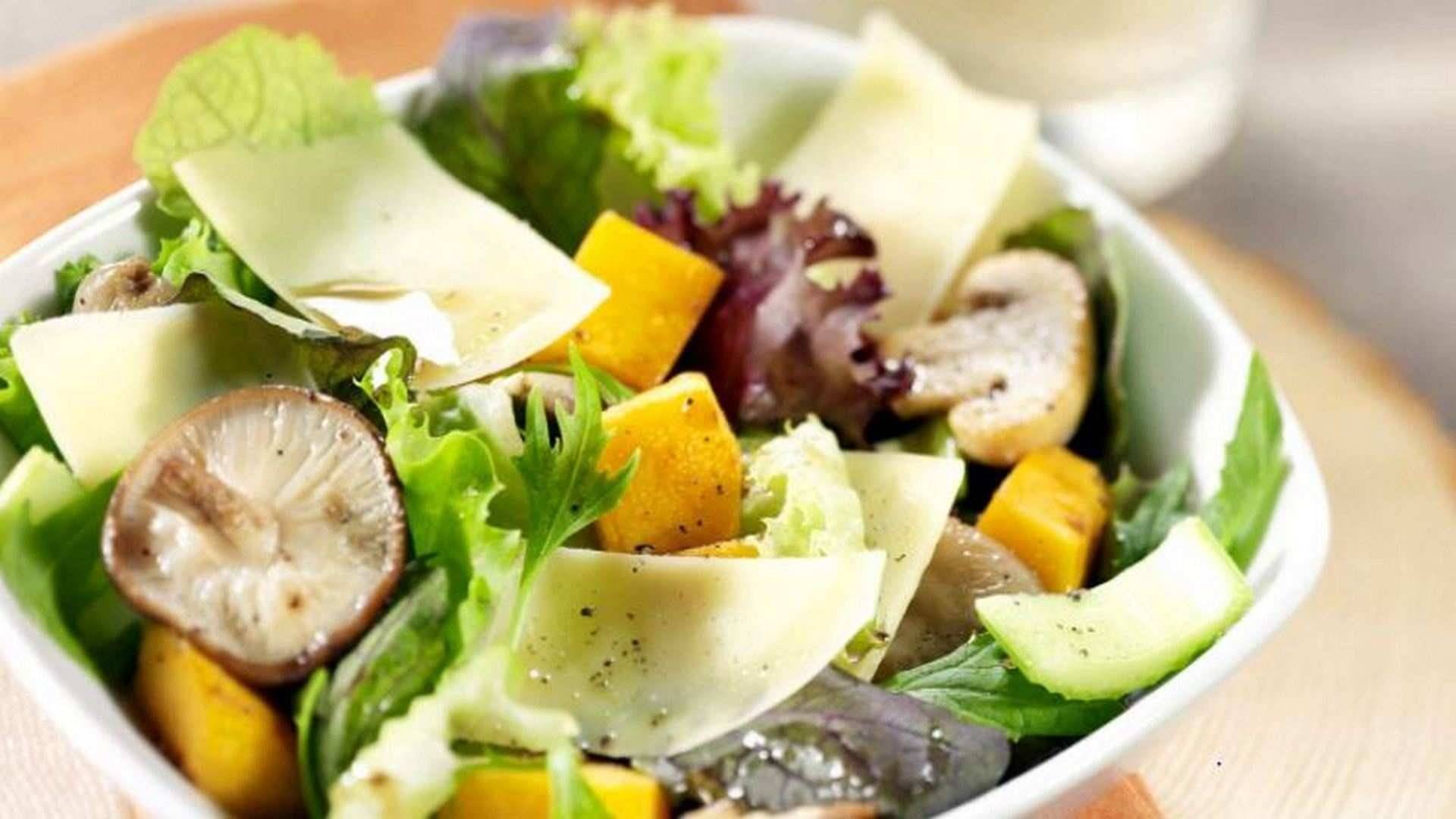 Receta de ensalada de Calabaza con champiñones y Le Gruyère