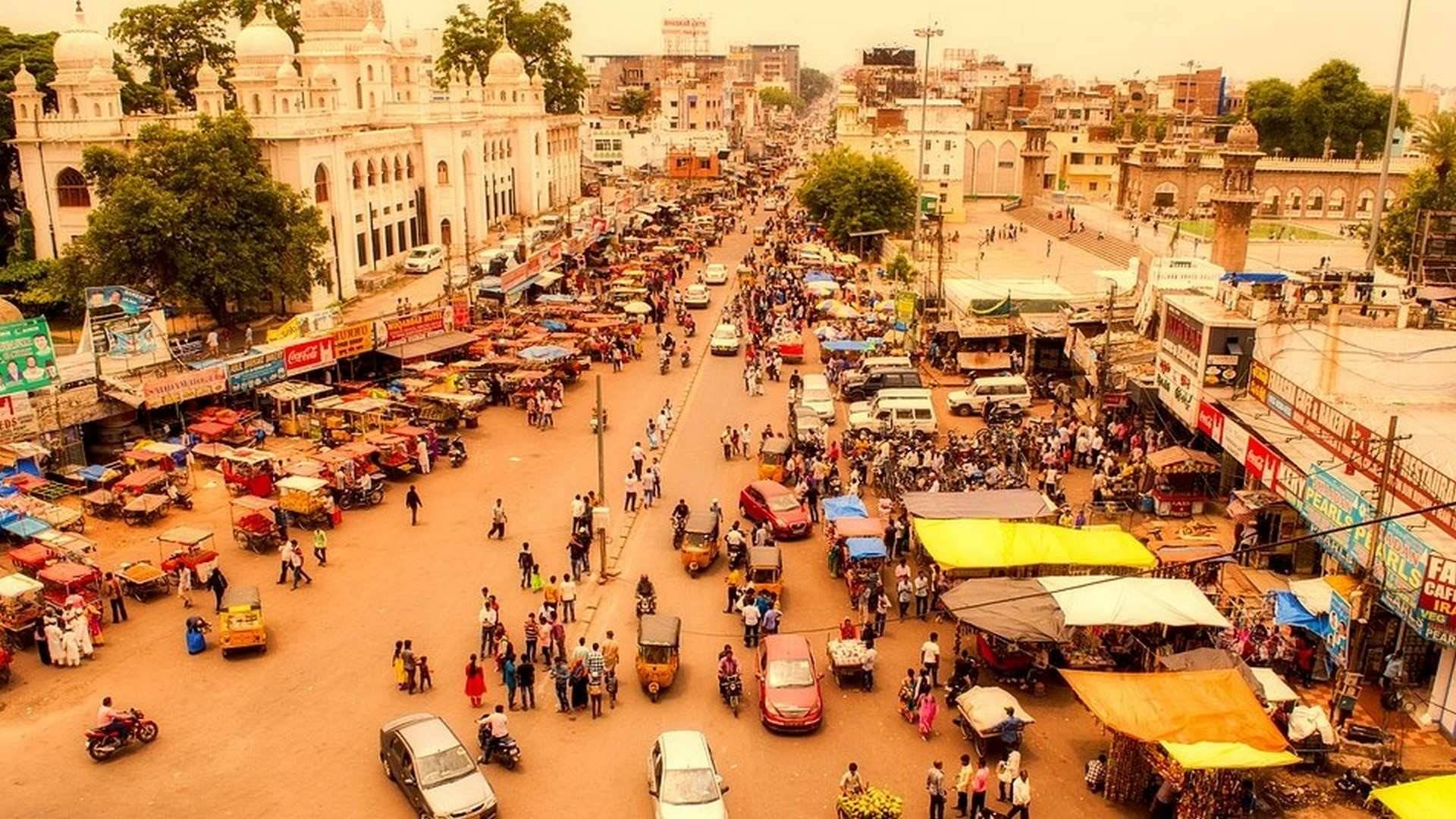 Uno de los grandes mercados de comida de La India