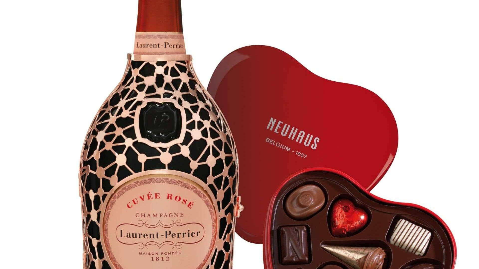 La pareja perfecta este San Valentín: champagne y bombones.