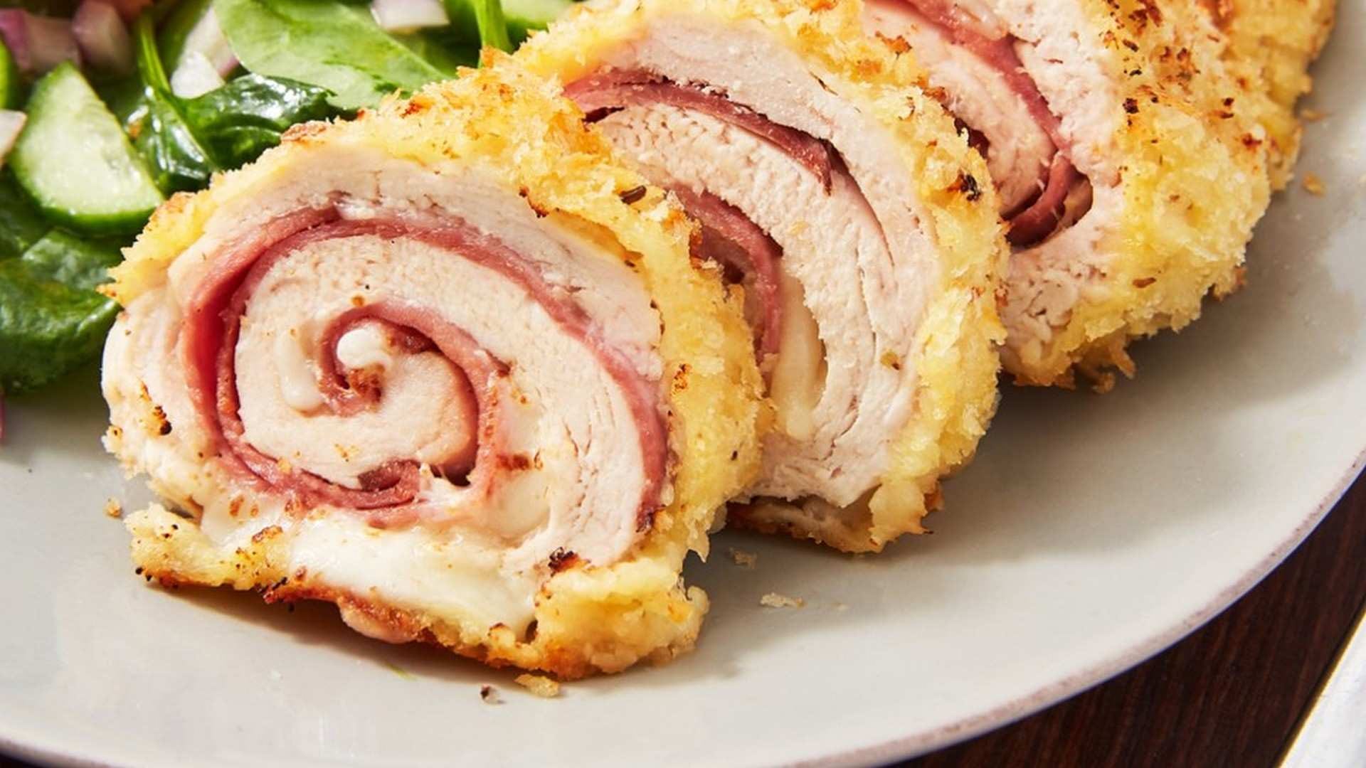 Receta de Cordon Bleu relleno de jamón y queso